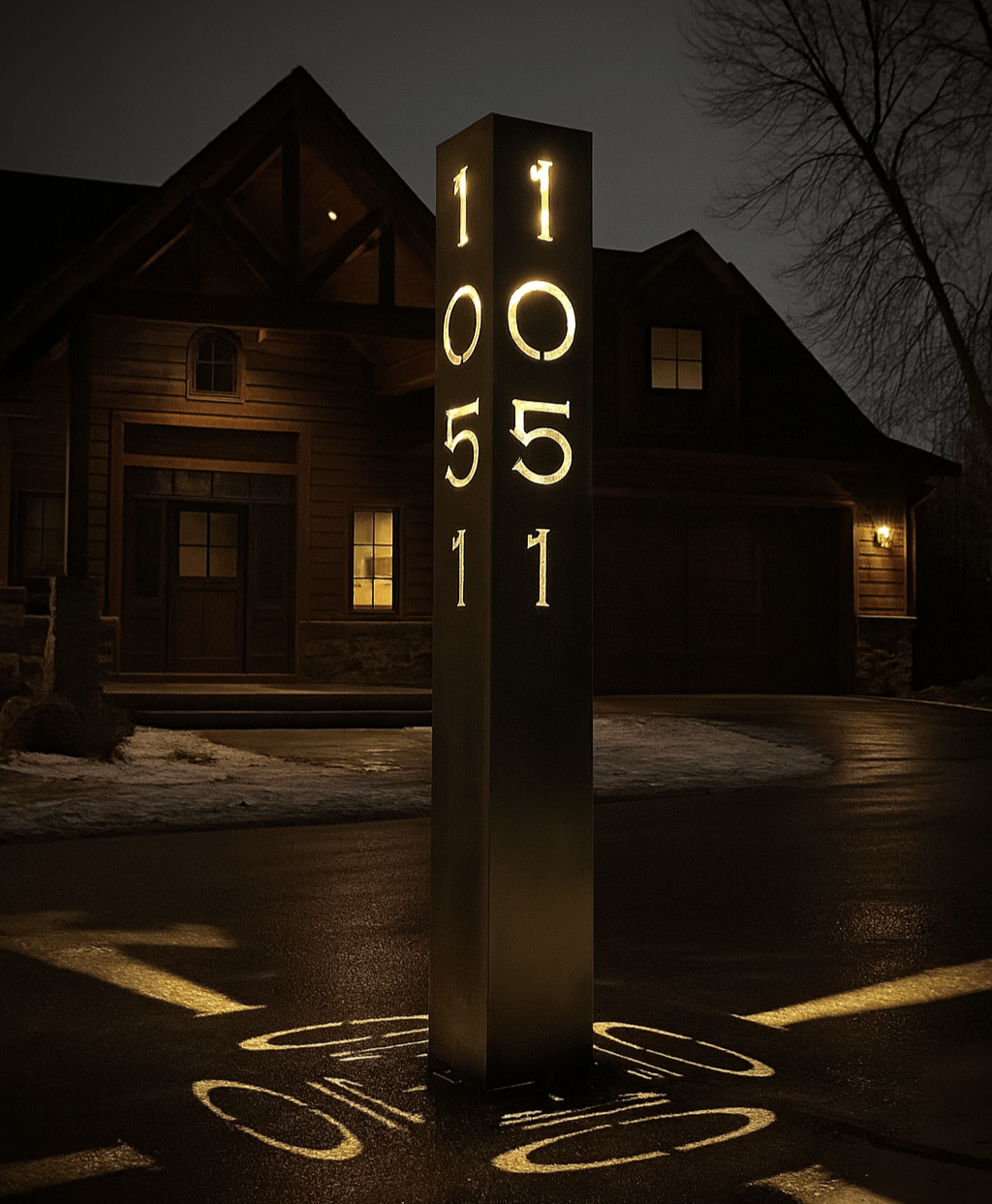 XL Home Address Solar Pillar Light - Steel