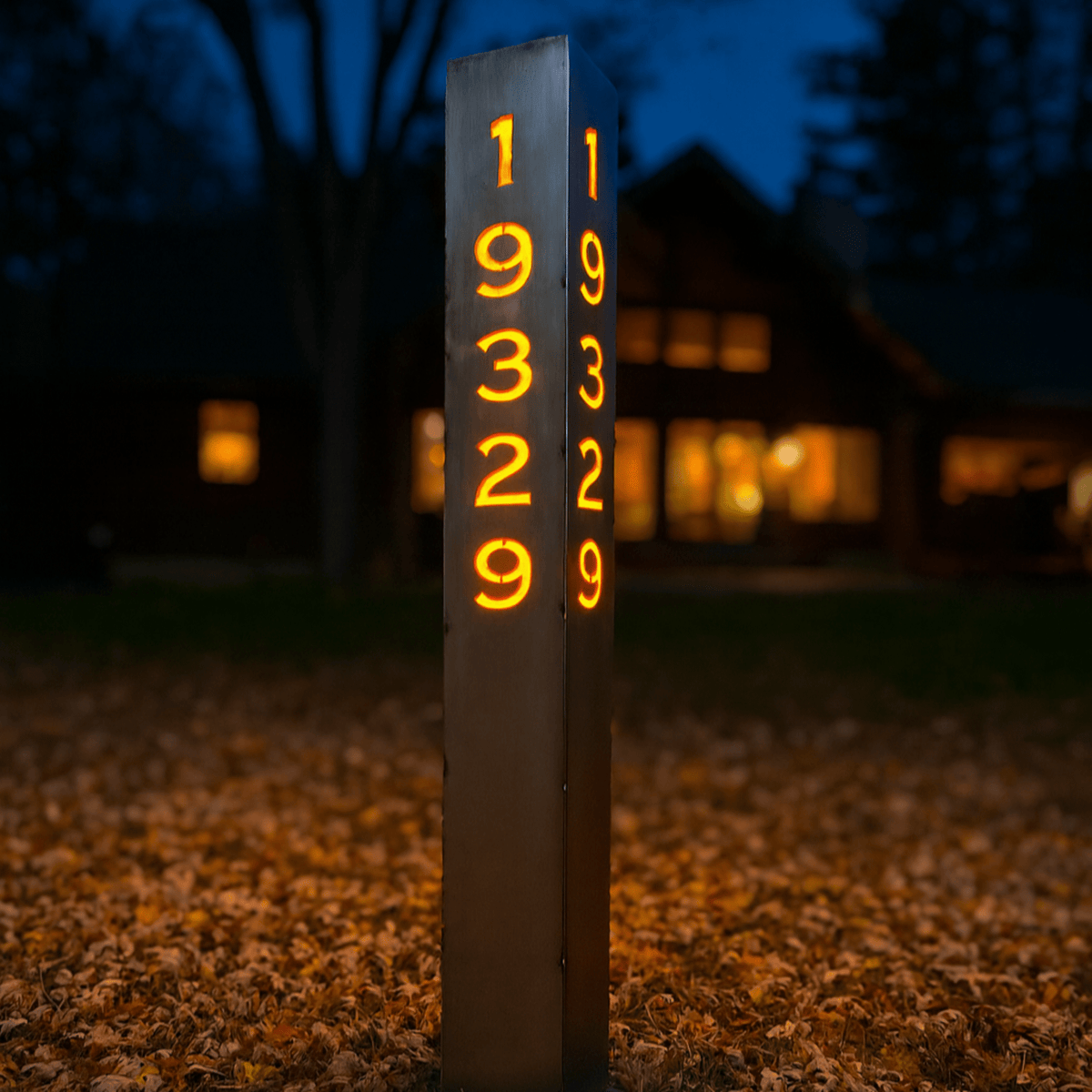 XL Home Address Solar Pillar Light - Steel